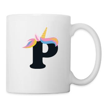 Einhorn-Buchstabe Regenbogenstyle "P" | be unique - Tasse - Weiß - Rechts