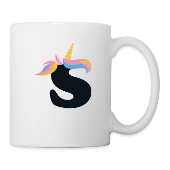 Einhorn-Buchstabe Regenbogenstyle "S" | be unique - Tasse - Weiß - Rechts