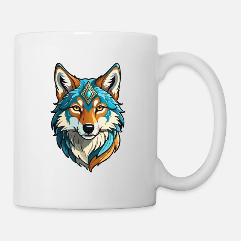 Illustration fantastique de loup - Mug blanc - blanc