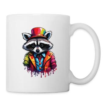 Clown Animal / Cirque / Drôle / Coloré / Raton laveur - Mug blanc - blanc - Droite