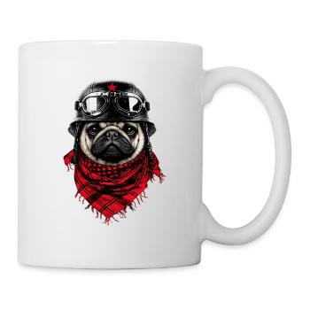 Kämpferischer Mops im Pilotenlook - Tasse - Weiß - Rechts