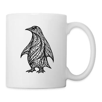 Raven Linienkunst Nachtpracht - Tasse - Weiß - Rechts