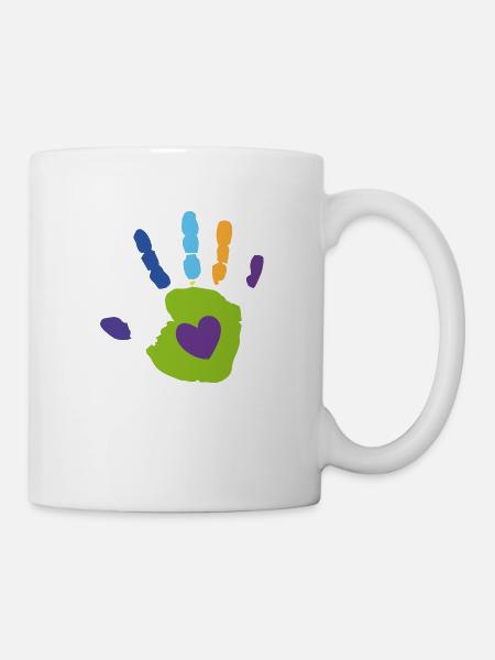 Kinderhand (Herz) - Tasse - Weiß