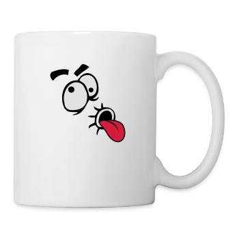 Komisches Comic Gesicht Cool Zunge Rausstrecken - Tasse - Weiß - Rechts