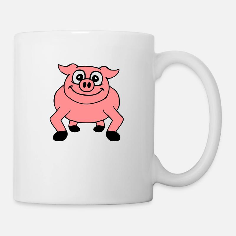 Cute cartoon comic pig peeps friendly - Mug - white