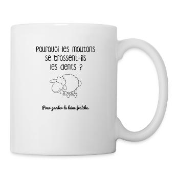 Pourquoi les moutons se brossent-ils les dents? - Mug blanc - blanc - Droite