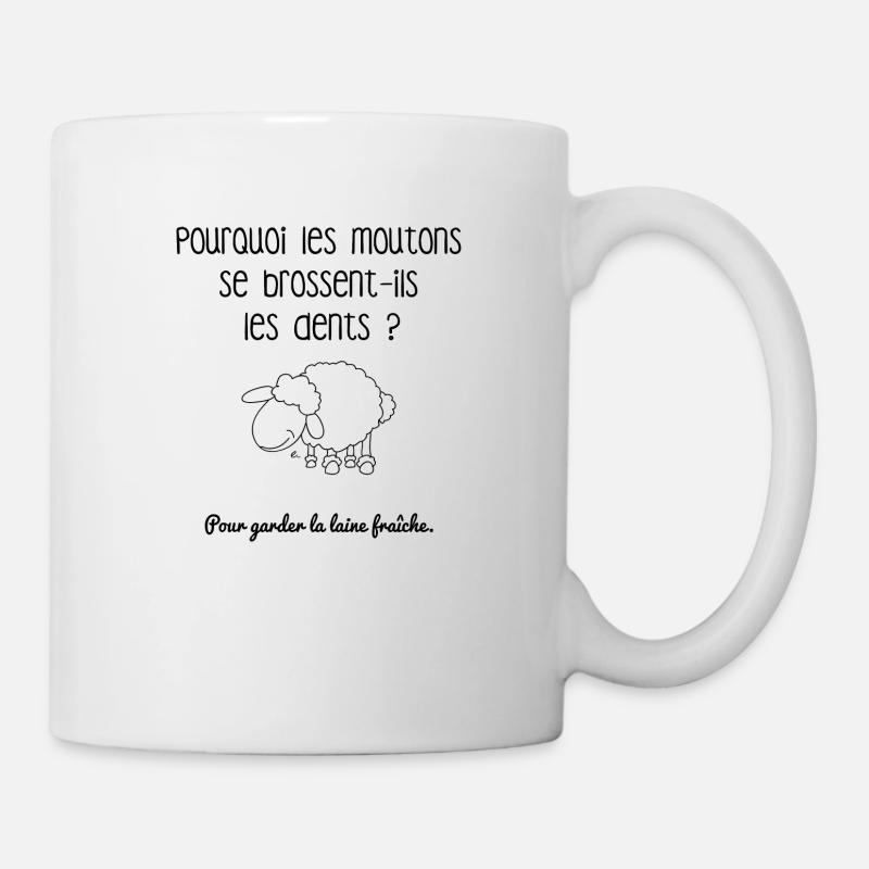 Pourquoi les moutons se brossent-ils les dents? - Mug blanc - blanc
