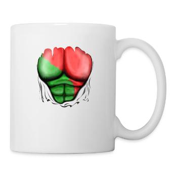 Portugal Flag Ripped Muscles, six pack, chest - Mug - white - Right