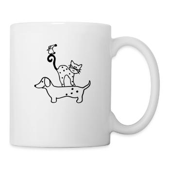 Hund Katze Vogel - Tasse - Weiß - Rechts