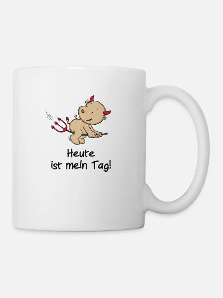 Engel_Teufel mein Tag_schwarz - Tasse - Weiß