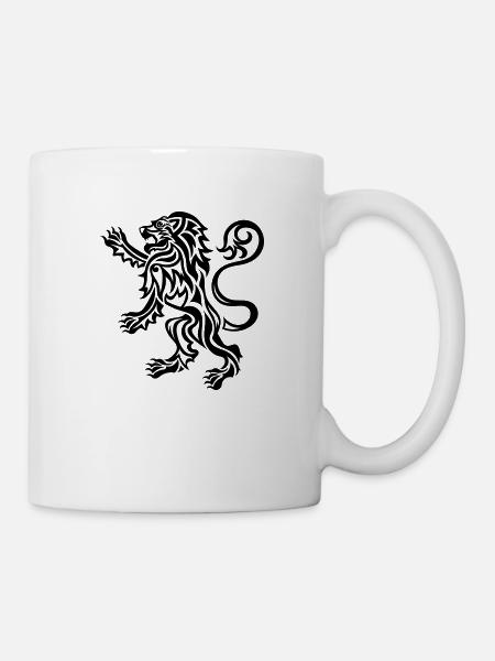 Tribal Tattoo Style Lion Rampant - Mug - white