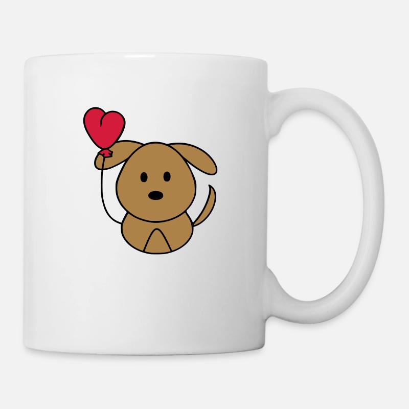 Hundi with heart balloon - Mug - white