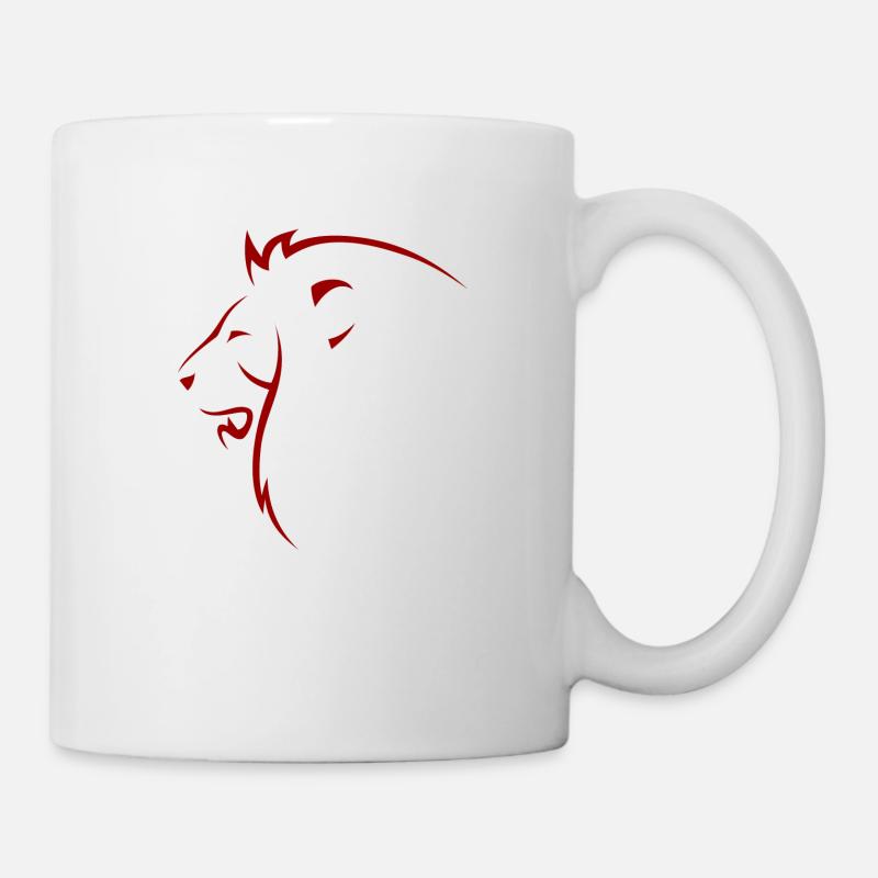 Löwenkopf siluette rot - Tasse - Weiß