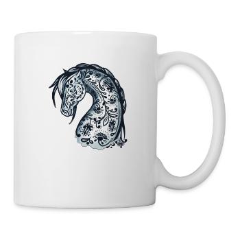 Pferdekopf blau - Tasse - Weiß - Rechts