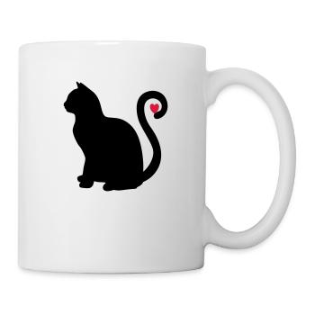 katze schwarz herz - Tasse - Weiß - Rechts