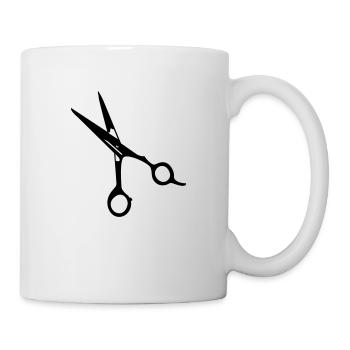 Frisör-Schere / barber scissors (1c) - Tasse - Weiß - Rechts