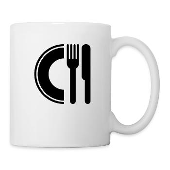 Löffel, Gabel und Teller - Tasse - Weiß - Rechts