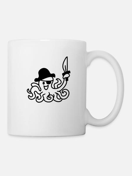 Pirate poulpe - ligne - Mug blanc - blanc