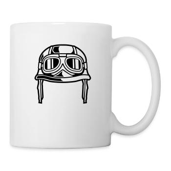 Motorrad Helm - Tasse - Weiß - Rechts