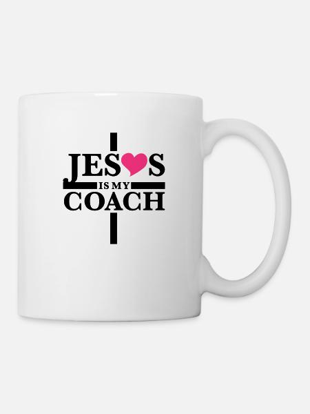 Jesus is my coach / Love Heart - Mug - white