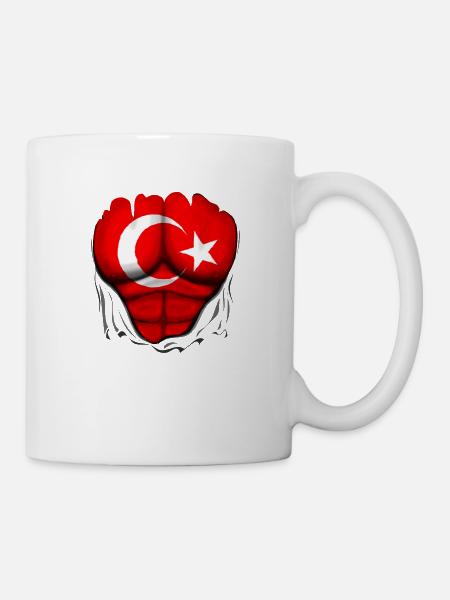 la Turquie Drapeau Déchiré Musculaires - Mug blanc - blanc