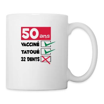 TEE SHIRT HUMOUR DESIGN ET MOTIF ANNIVERSAIRE 50 - Mug blanc - blanc - Droite
