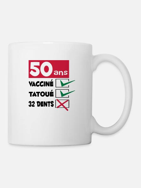 TEE SHIRT HUMOUR DESIGN ET MOTIF ANNIVERSAIRE 50 - Mug blanc - blanc