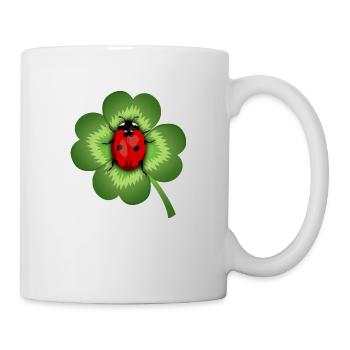 Kleeblatt und Marienkäfer - Tasse - Weiß - Rechts