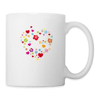 Love and Peace Herzen Blumen Peacezeichen Liebe - Tasse - Weiß - Rechts