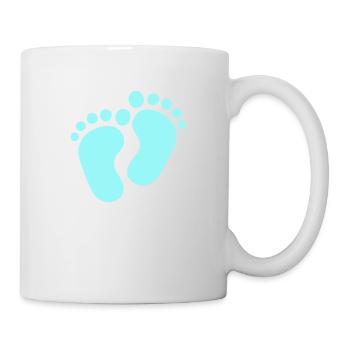 Fußspuren Fußabdrücke Babyfüsse Füsschen blau - Tasse - Weiß - Rechts