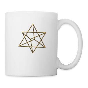 Merkaba, 3D, gold, divine light vehicle, sacred - Mug - white - Right