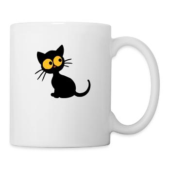 Schwarzes Kätzchen - Tasse - Weiß - Rechts