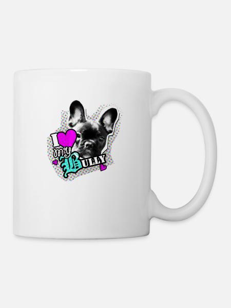 Bully - französische Bulldogge - Love - Tasse - Weiß