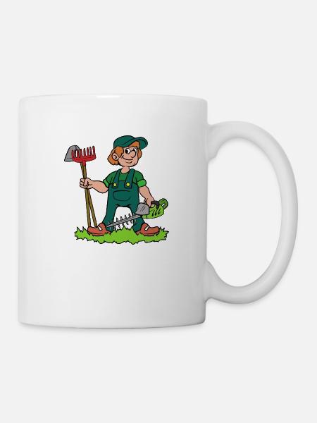 Gärtner mit Heckenschere - Tasse - Weiß