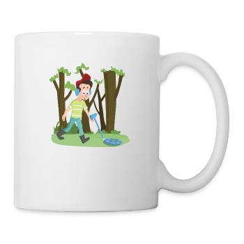 Chasseur de trésors avec détecteur de métaux navigue dans la forêt - Mug blanc - blanc - Droite