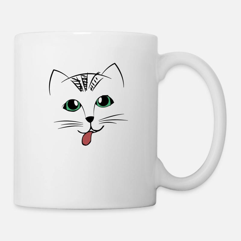 Süßes Katzengesicht mit Zunge - Tasse - Weiß