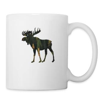 Elch Camping Jäger Naturfreund T-Shirt Geschenk - Tasse - Weiß - Rechts