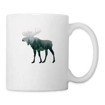 Elch Camping Jäger Naturfreund T-Shirt Geschenk - Tasse - Weiß - Rechts