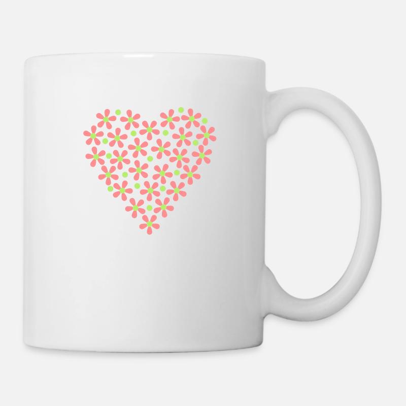 Blümchenherz / heart of daisies (2c) - Tasse - Weiß