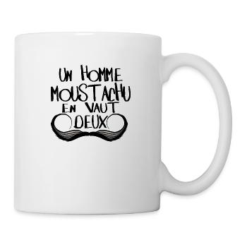 citation homme moustachu vaut deux 2 humour mousta - Mug blanc - blanc - Droite