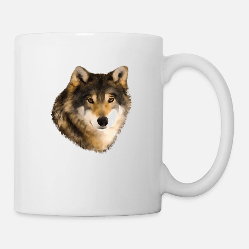 Wolf Wolfskopf Tier Kopf Raubtier gemalt cool wild - Tasse - Weiß