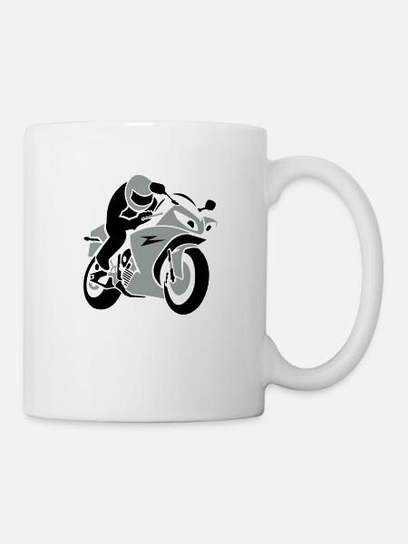 Motorradfahrer/ motorbike racer (2c) - Mug - white