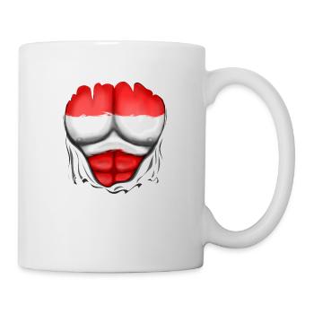 Austria Flag Ripped Muscles, six pack, chest - Mug - white - Right