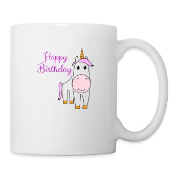 Einhorn 'Happy Birthday' Mädchen Kinder Violetta - Tasse - Weiß - Rechts