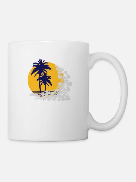 palm sunset - Tasse - Weiß