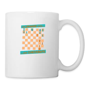 The ORANGE move ... and CHECKMATE - shoulder straps - Mug - white - Right