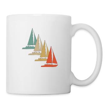 Voilier de voilier rétro style vintage - Mug blanc - blanc - Droite