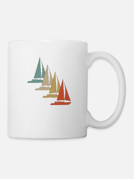 Retro vintage style sailing sailboat sailing ship - Mug - white