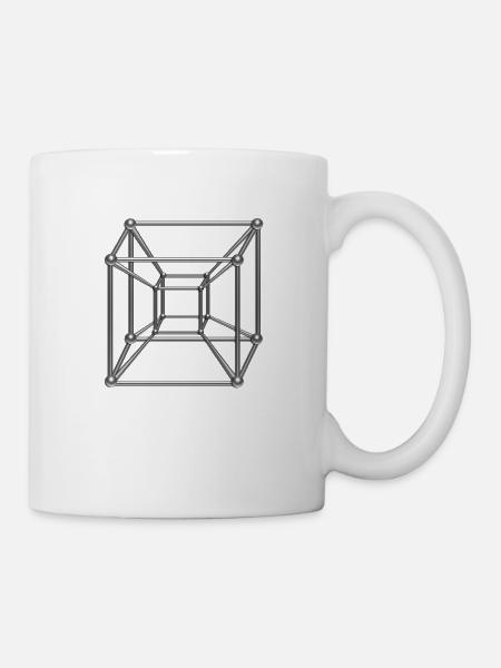TESSERACT, Hypercube 4D, digital, Symbol - - Mug blanc - blanc
