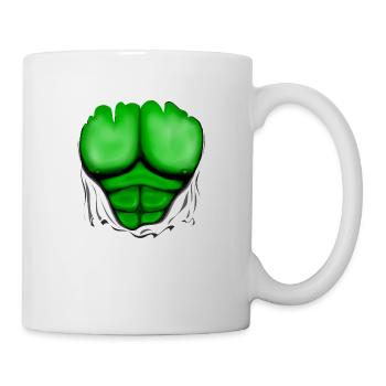 Gerippt Muskeln Grün, muskulöse, Brust-T-Shirt - Tasse - Weiß - Rechts